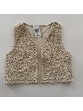 5t Beige Crochet Style Vest NWT